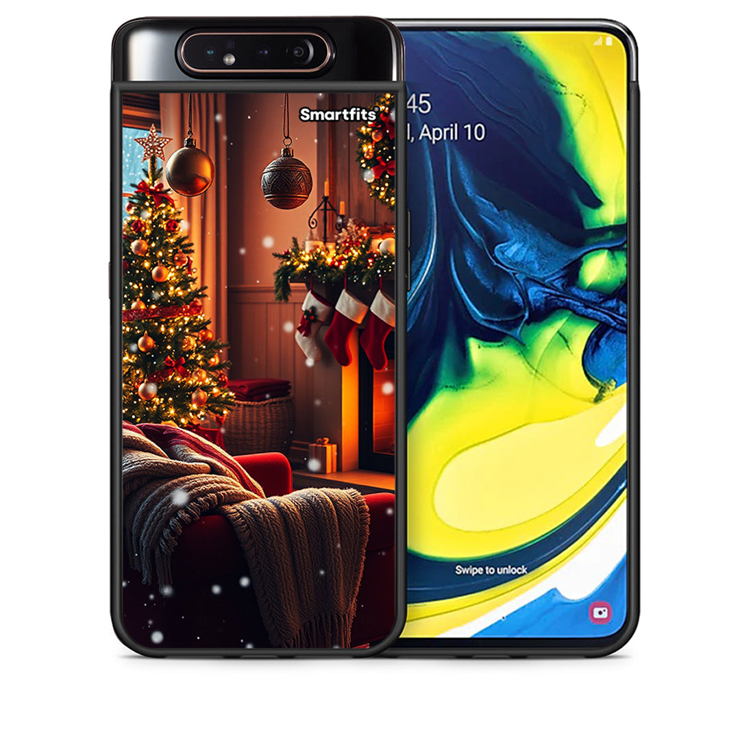 Θήκη Samsung A80 Home For Christmas από τη Smartfits με σχέδιο στο πίσω μέρος και μαύρο περίβλημα | Samsung A80 Home For Christmas case with colorful back and black bezels