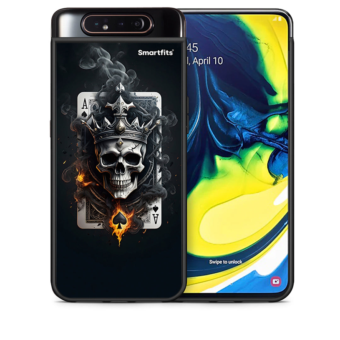 Θήκη Samsung A80 Skull King Ace από τη Smartfits με σχέδιο στο πίσω μέρος και μαύρο περίβλημα | Samsung A80 Skull King Ace case with colorful back and black bezels