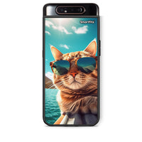 Thumbnail for Samsung A80 Summer Cat θήκη από τη Smartfits με σχέδιο στο πίσω μέρος και μαύρο περίβλημα | Smartphone case with colorful back and black bezels by Smartfits