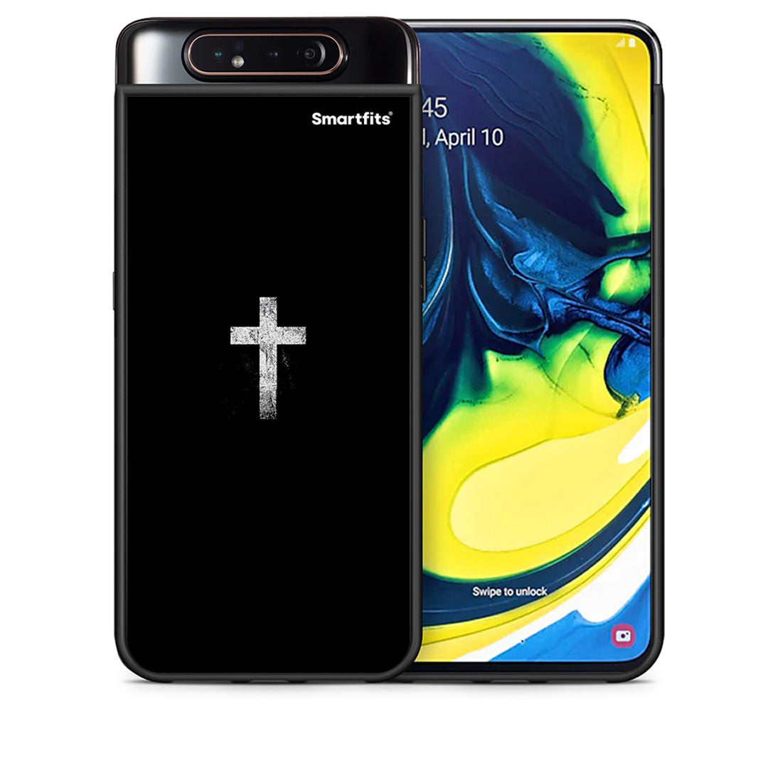 Θήκη Samsung A80 White Cross από τη Smartfits με σχέδιο στο πίσω μέρος και μαύρο περίβλημα | Samsung A80 White Cross case with colorful back and black bezels