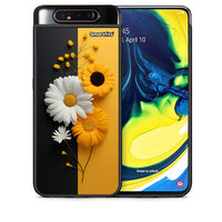 Thumbnail for Θήκη Samsung A80 Yellow Daisies από τη Smartfits με σχέδιο στο πίσω μέρος και μαύρο περίβλημα | Samsung A80 Yellow Daisies case with colorful back and black bezels