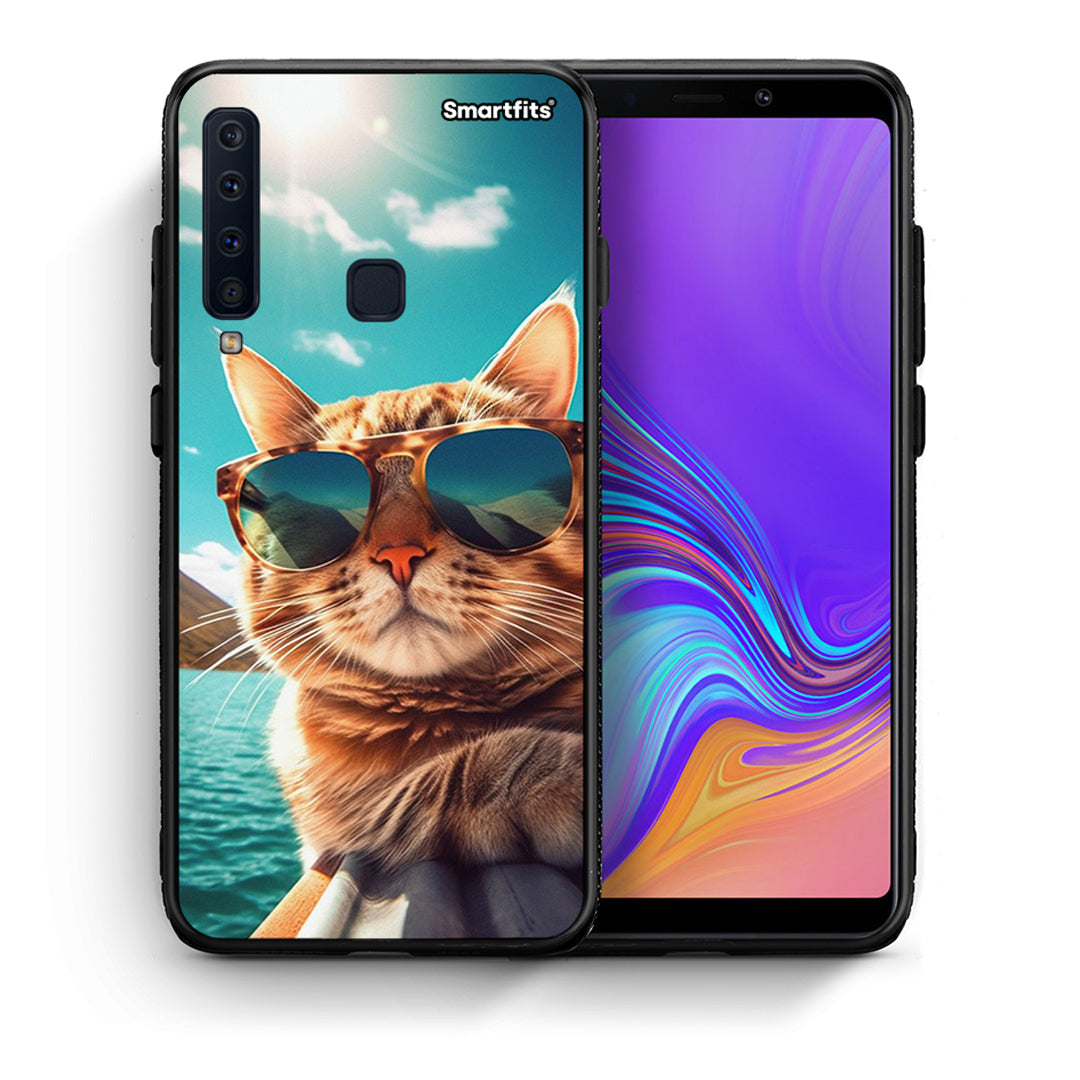 Θήκη Samsung A9 Summer Cat από τη Smartfits με σχέδιο στο πίσω μέρος και μαύρο περίβλημα | Samsung A9 Summer Cat case with colorful back and black bezels