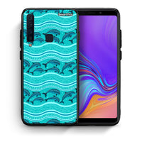 Thumbnail for Θήκη Samsung A9 Swimming Dolphins από τη Smartfits με σχέδιο στο πίσω μέρος και μαύρο περίβλημα | Samsung A9 Swimming Dolphins case with colorful back and black bezels