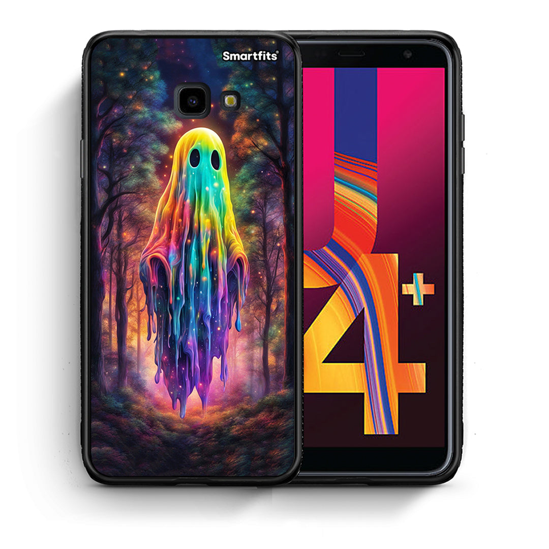 Θήκη Samsung J4 Plus Halloween Ghost από τη Smartfits με σχέδιο στο πίσω μέρος και μαύρο περίβλημα | Samsung J4 Plus Halloween Ghost case with colorful back and black bezels