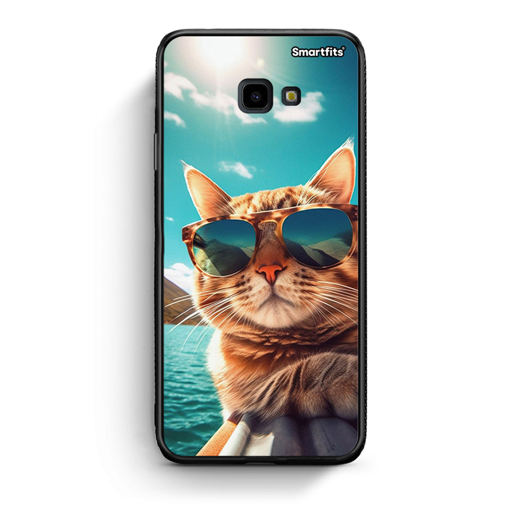 Samsung J4 Plus Summer Cat θήκη από τη Smartfits με σχέδιο στο πίσω μέρος και μαύρο περίβλημα | Smartphone case with colorful back and black bezels by Smartfits