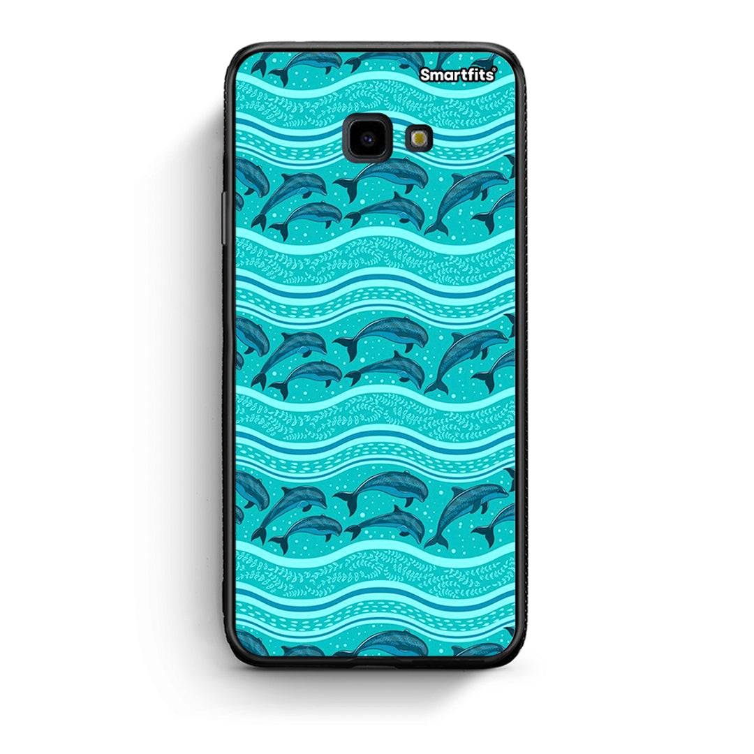 Samsung J4 Plus Swimming Dolphins θήκη από τη Smartfits με σχέδιο στο πίσω μέρος και μαύρο περίβλημα | Smartphone case with colorful back and black bezels by Smartfits