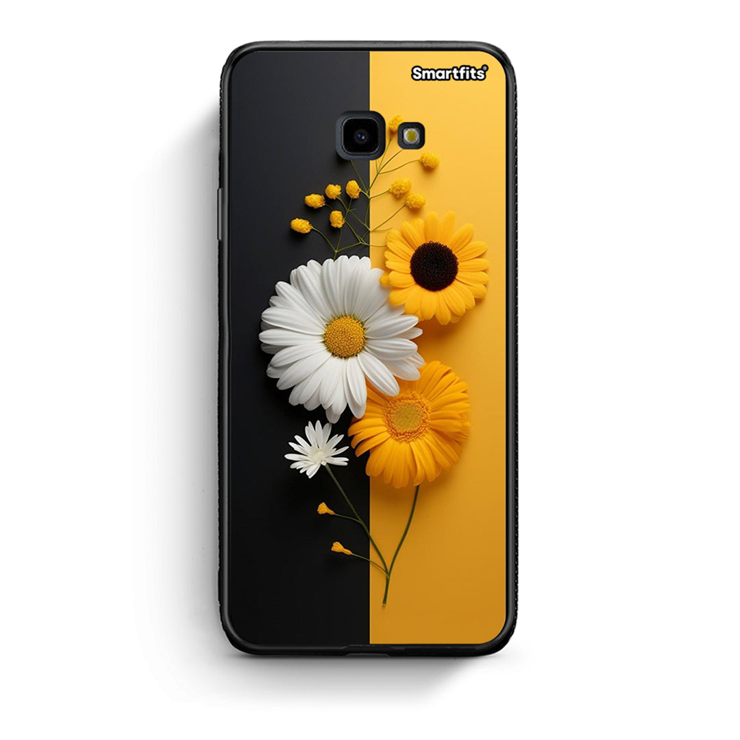 Samsung J4 Plus Yellow Daisies θήκη από τη Smartfits με σχέδιο στο πίσω μέρος και μαύρο περίβλημα | Smartphone case with colorful back and black bezels by Smartfits