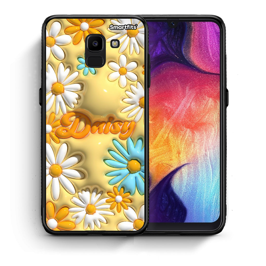 Θήκη Samsung J6 Bubble Daisies από τη Smartfits με σχέδιο στο πίσω μέρος και μαύρο περίβλημα | Samsung J6 Bubble Daisies case with colorful back and black bezels