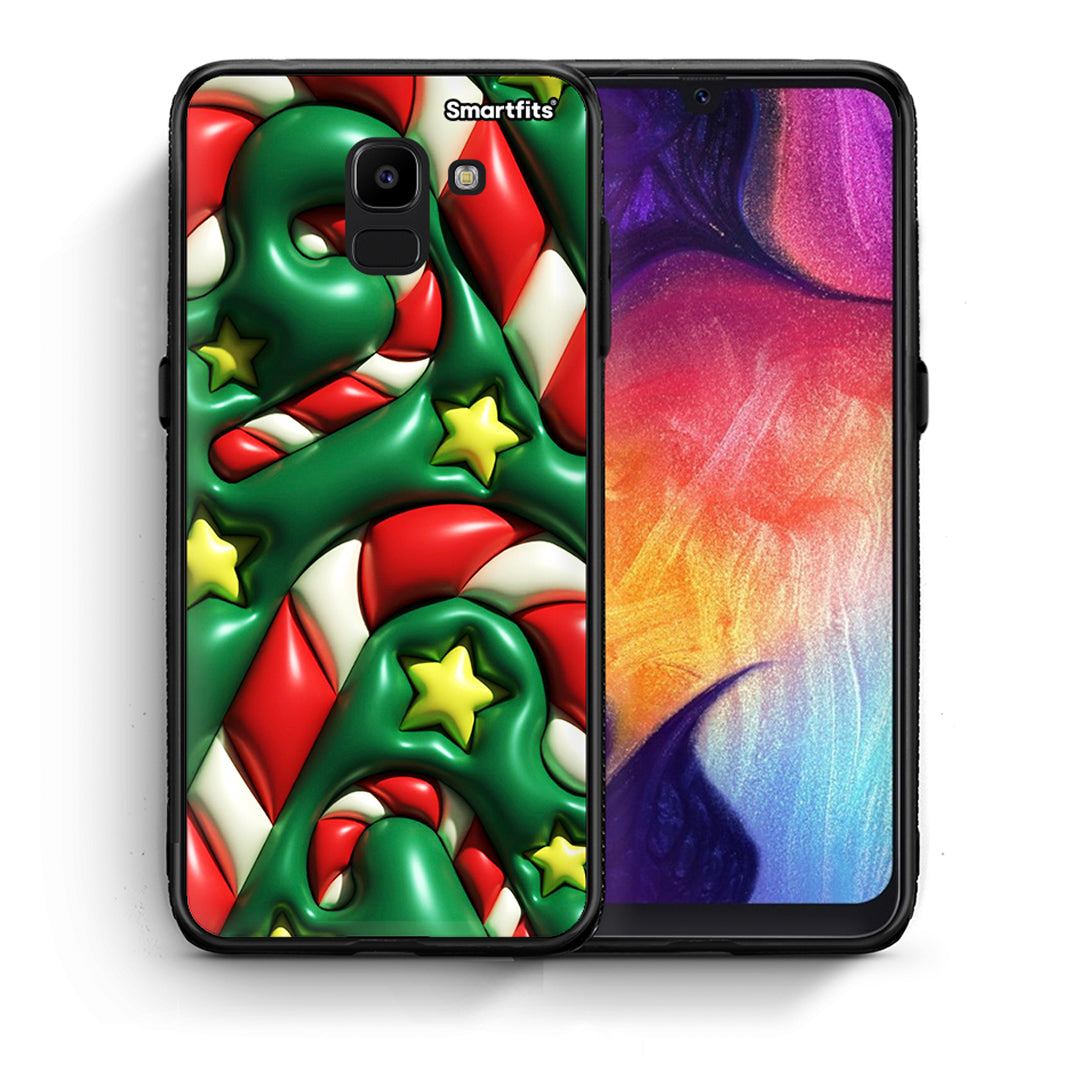 Θήκη Samsung J6 Christmas Bubbles από τη Smartfits με σχέδιο στο πίσω μέρος και μαύρο περίβλημα | Samsung J6 Christmas Bubbles case with colorful back and black bezels