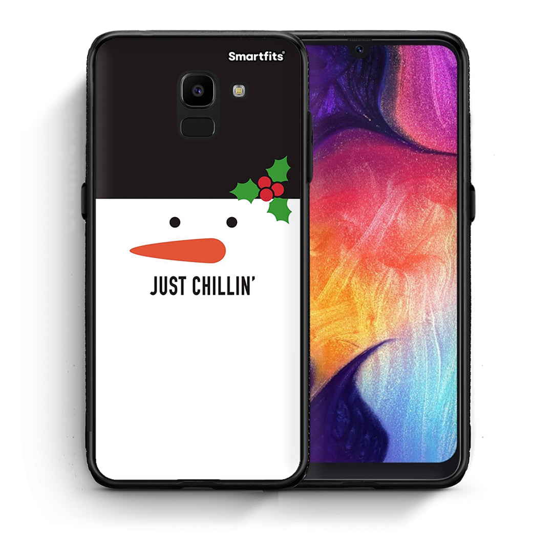 Θήκη Samsung J6 Christmas Chillin από τη Smartfits με σχέδιο στο πίσω μέρος και μαύρο περίβλημα | Samsung J6 Christmas Chillin case with colorful back and black bezels