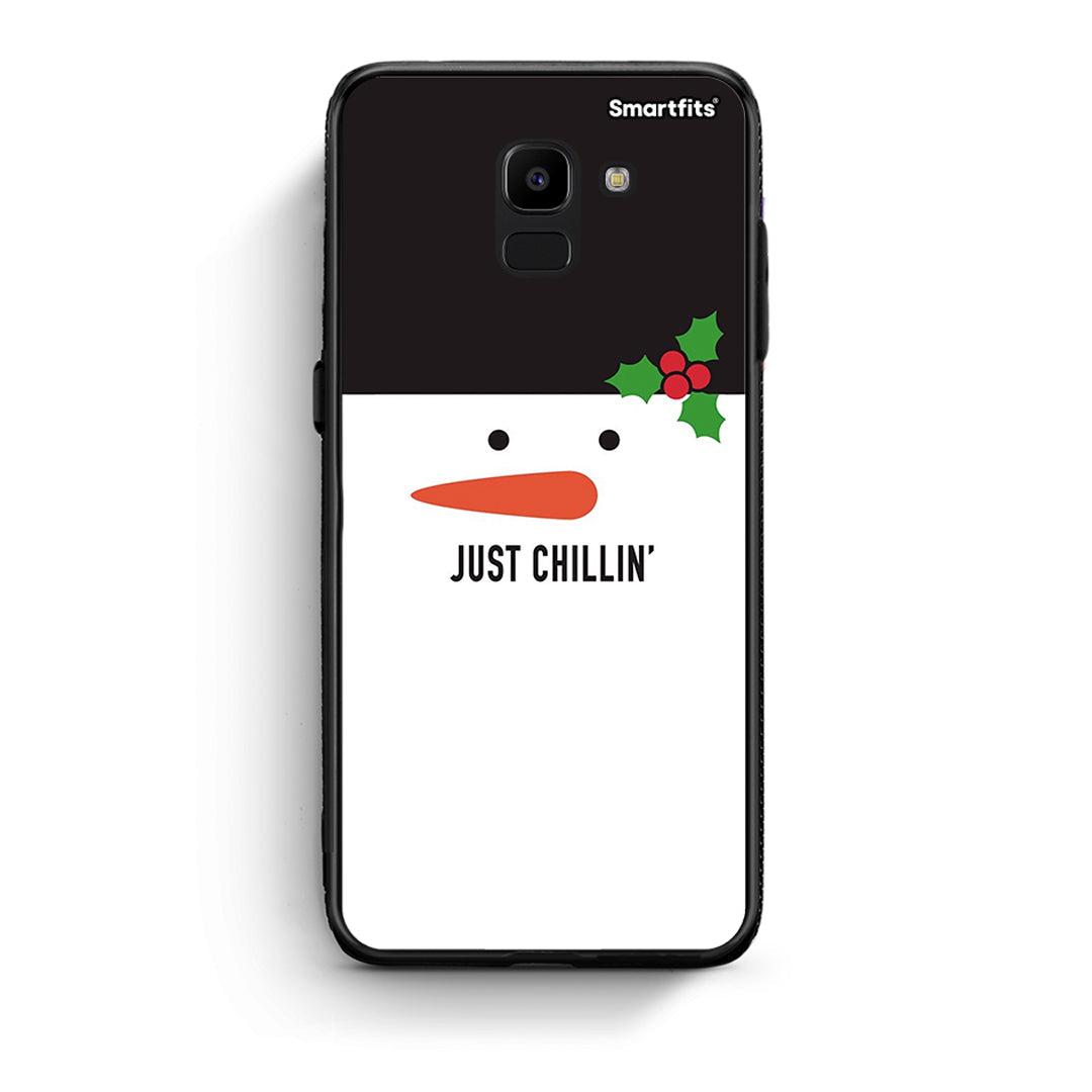 samsung J6 Christmas Chillin θήκη από τη Smartfits με σχέδιο στο πίσω μέρος και μαύρο περίβλημα | Smartphone case with colorful back and black bezels by Smartfits