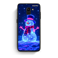 Thumbnail for samsung J6 Christmas Neon Snowman θήκη από τη Smartfits με σχέδιο στο πίσω μέρος και μαύρο περίβλημα | Smartphone case with colorful back and black bezels by Smartfits