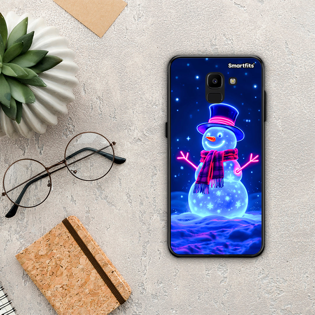 Christmas Neon Snowman - Samsung Galaxy J6 θήκη