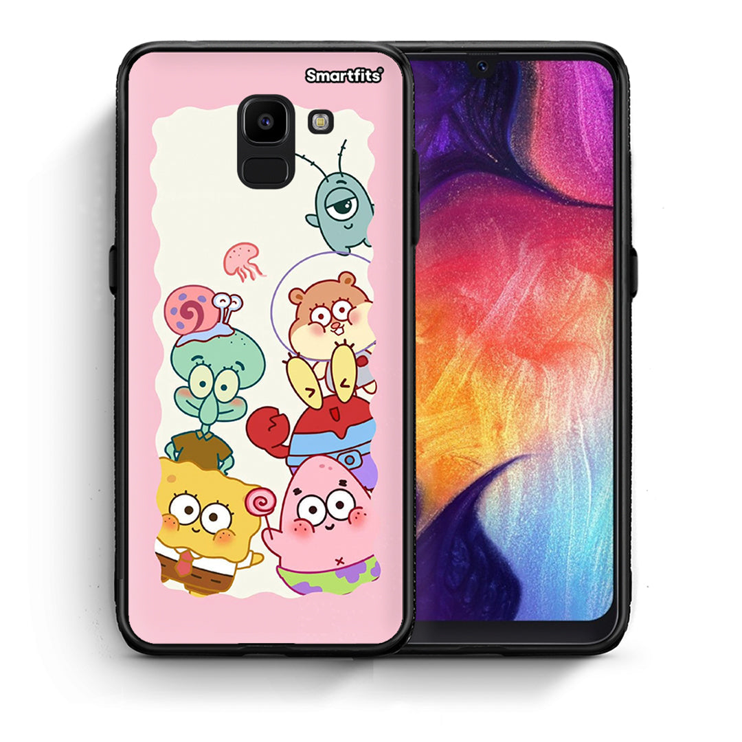 Θήκη Samsung J6 Cute Companion από τη Smartfits με σχέδιο στο πίσω μέρος και μαύρο περίβλημα | Samsung J6 Cute Companion case with colorful back and black bezels