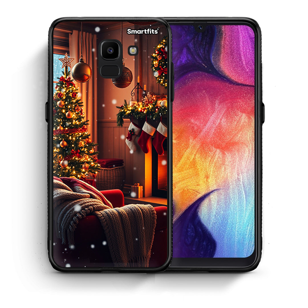 Θήκη Samsung J6 Home For Christmas από τη Smartfits με σχέδιο στο πίσω μέρος και μαύρο περίβλημα | Samsung J6 Home For Christmas case with colorful back and black bezels