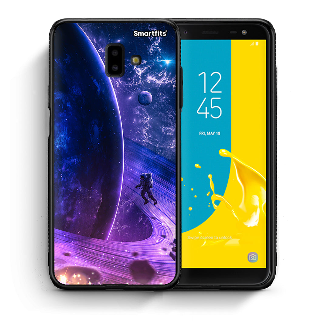 Θήκη Samsung J6+ Lost Astronaut από τη Smartfits με σχέδιο στο πίσω μέρος και μαύρο περίβλημα | Samsung J6+ Lost Astronaut case with colorful back and black bezels