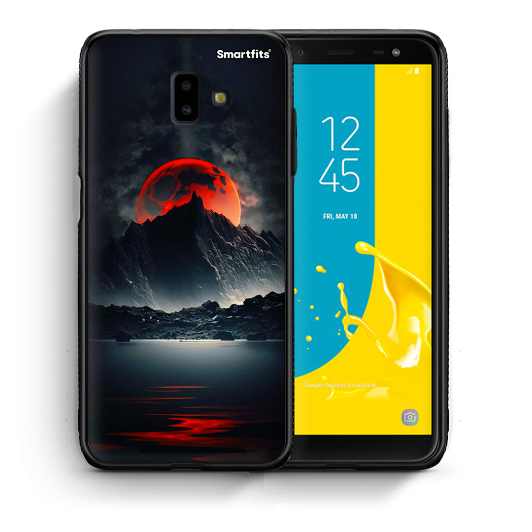 Θήκη Samsung J6+ Red Full Moon από τη Smartfits με σχέδιο στο πίσω μέρος και μαύρο περίβλημα | Samsung J6+ Red Full Moon case with colorful back and black bezels