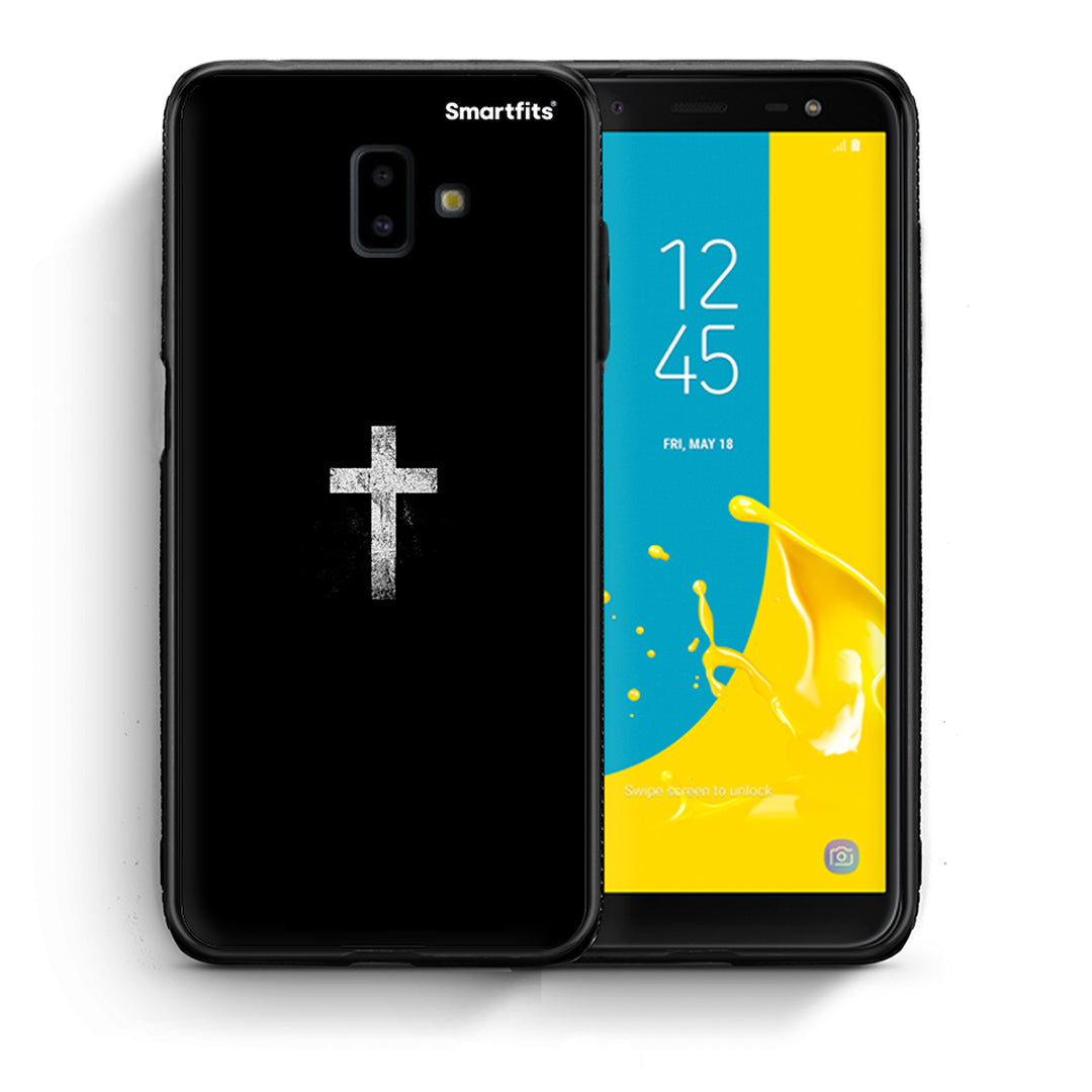 Θήκη Samsung J6+ White Cross από τη Smartfits με σχέδιο στο πίσω μέρος και μαύρο περίβλημα | Samsung J6+ White Cross case with colorful back and black bezels