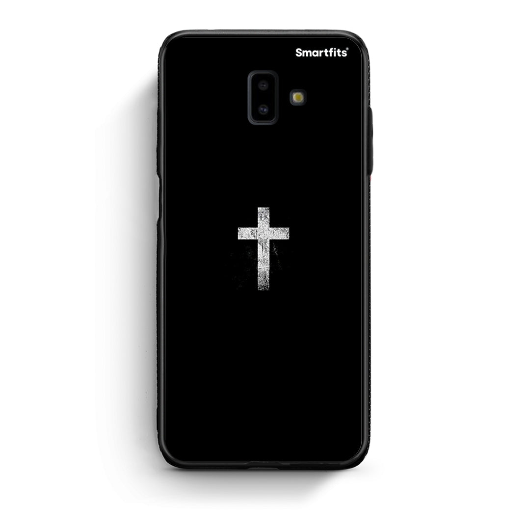 samsung J6+ White Cross θήκη από τη Smartfits με σχέδιο στο πίσω μέρος και μαύρο περίβλημα | Smartphone case with colorful back and black bezels by Smartfits