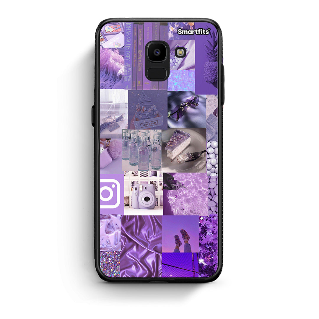 samsung J6 Purple Aesthetic Collage θήκη από τη Smartfits με σχέδιο στο πίσω μέρος και μαύρο περίβλημα | Smartphone case with colorful back and black bezels by Smartfits