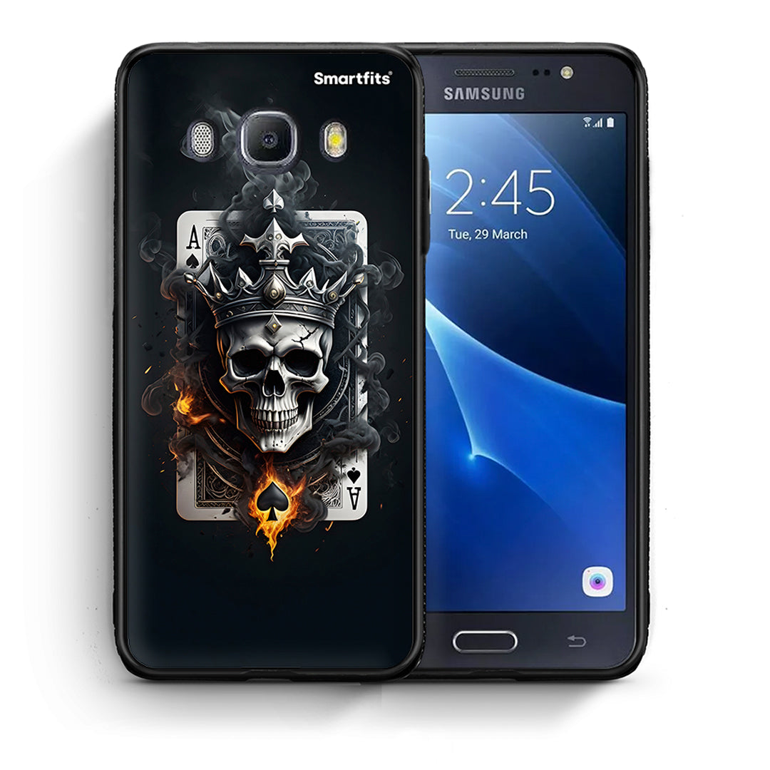 Θήκη Samsung J7 2016 Skull King Ace από τη Smartfits με σχέδιο στο πίσω μέρος και μαύρο περίβλημα | Samsung J7 2016 Skull King Ace case with colorful back and black bezels