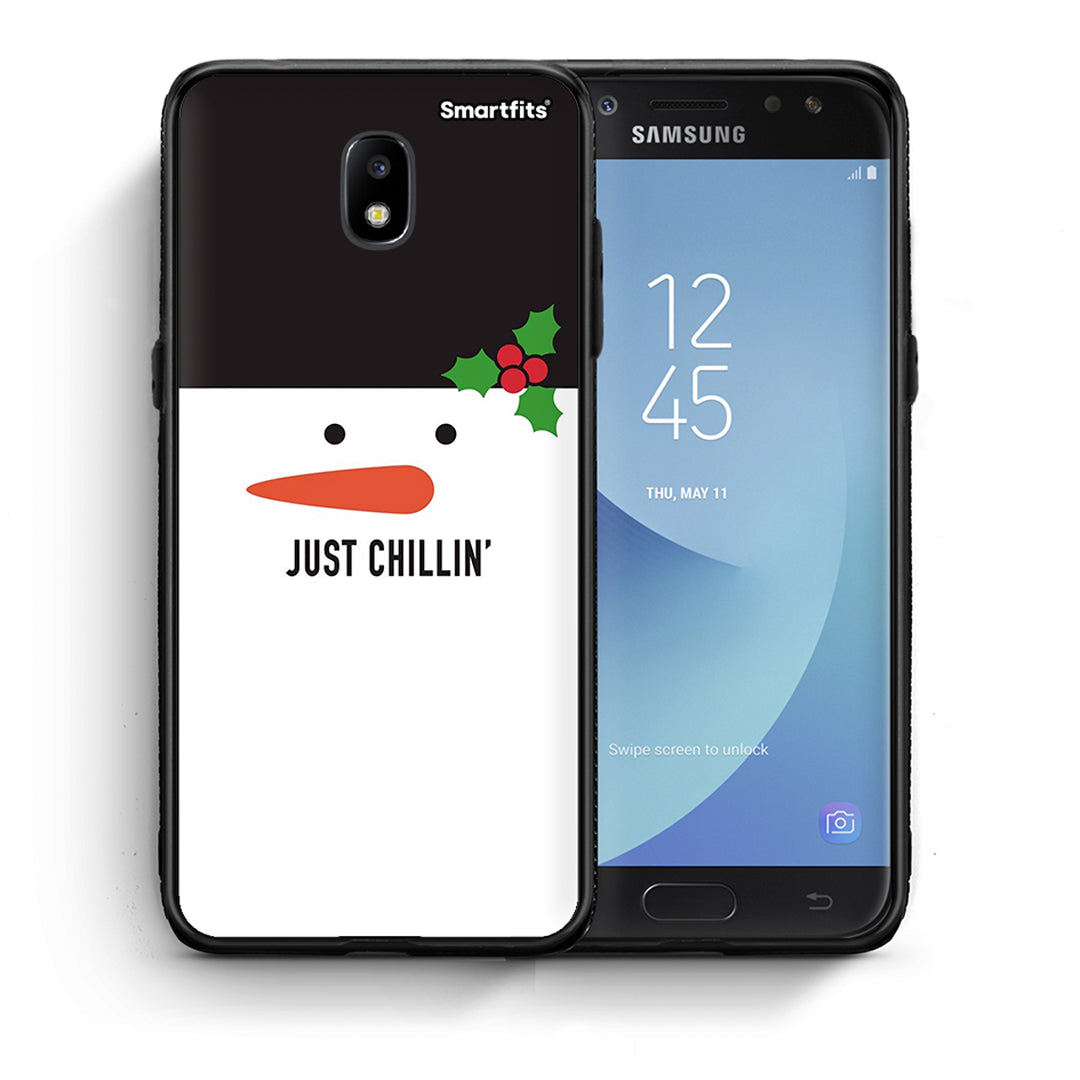 Θήκη Samsung J7 2017 Christmas Chillin από τη Smartfits με σχέδιο στο πίσω μέρος και μαύρο περίβλημα | Samsung J7 2017 Christmas Chillin case with colorful back and black bezels