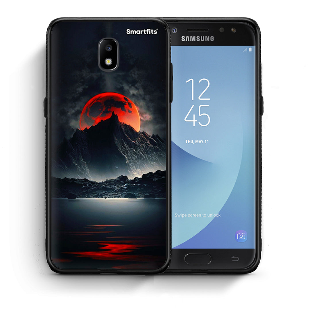 Θήκη Samsung J7 2017 Red Full Moon από τη Smartfits με σχέδιο στο πίσω μέρος και μαύρο περίβλημα | Samsung J7 2017 Red Full Moon case with colorful back and black bezels