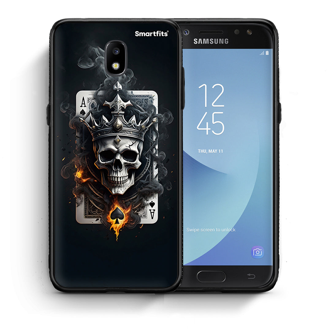 Θήκη Samsung J7 2017 Skull King Ace από τη Smartfits με σχέδιο στο πίσω μέρος και μαύρο περίβλημα | Samsung J7 2017 Skull King Ace case with colorful back and black bezels