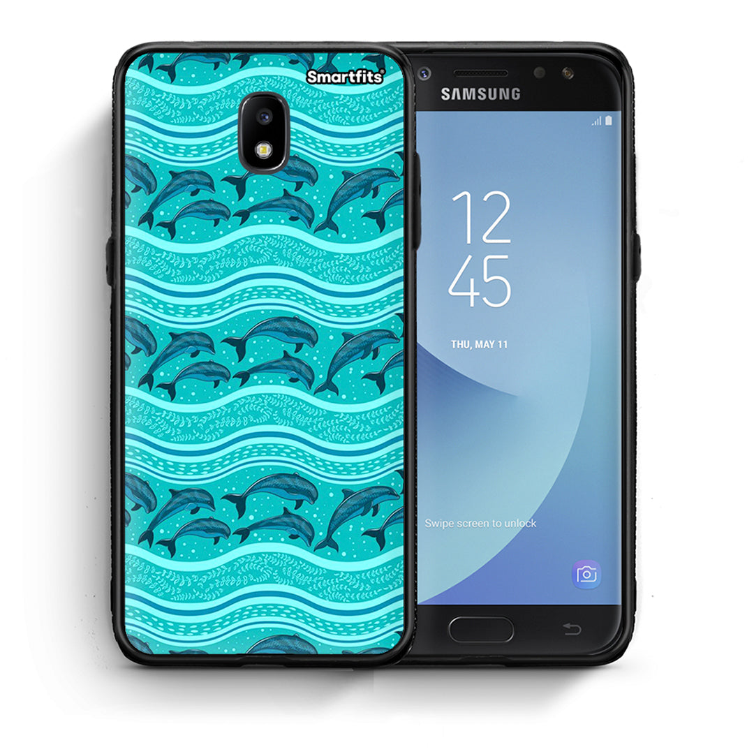 Θήκη Samsung J5 2017 Swimming Dolphins από τη Smartfits με σχέδιο στο πίσω μέρος και μαύρο περίβλημα | Samsung J5 2017 Swimming Dolphins case with colorful back and black bezels