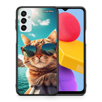 Thumbnail for Θήκη Samsung M13 Summer Cat από τη Smartfits με σχέδιο στο πίσω μέρος και μαύρο περίβλημα | Samsung M13 Summer Cat case with colorful back and black bezels