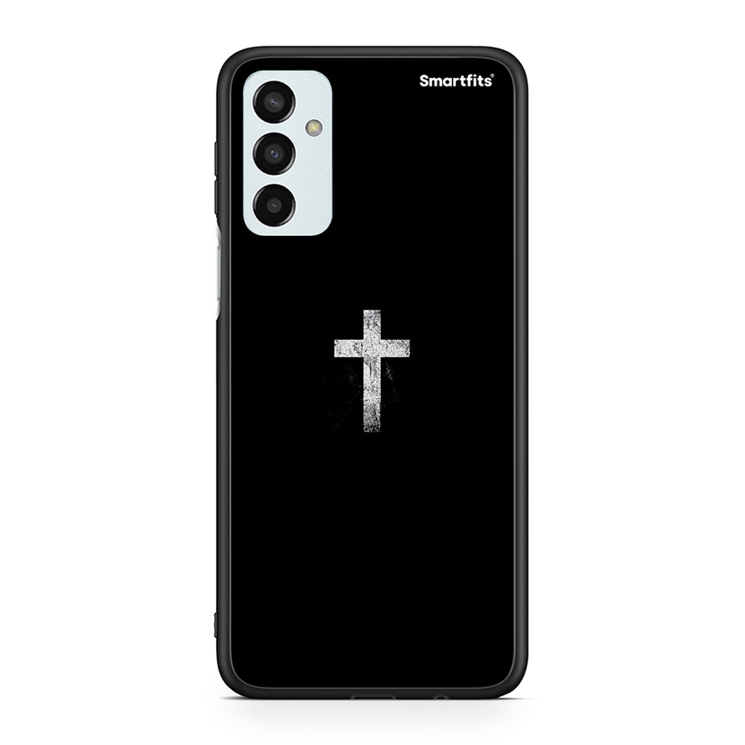 Samsung M13 White Cross θήκη από τη Smartfits με σχέδιο στο πίσω μέρος και μαύρο περίβλημα | Smartphone case with colorful back and black bezels by Smartfits