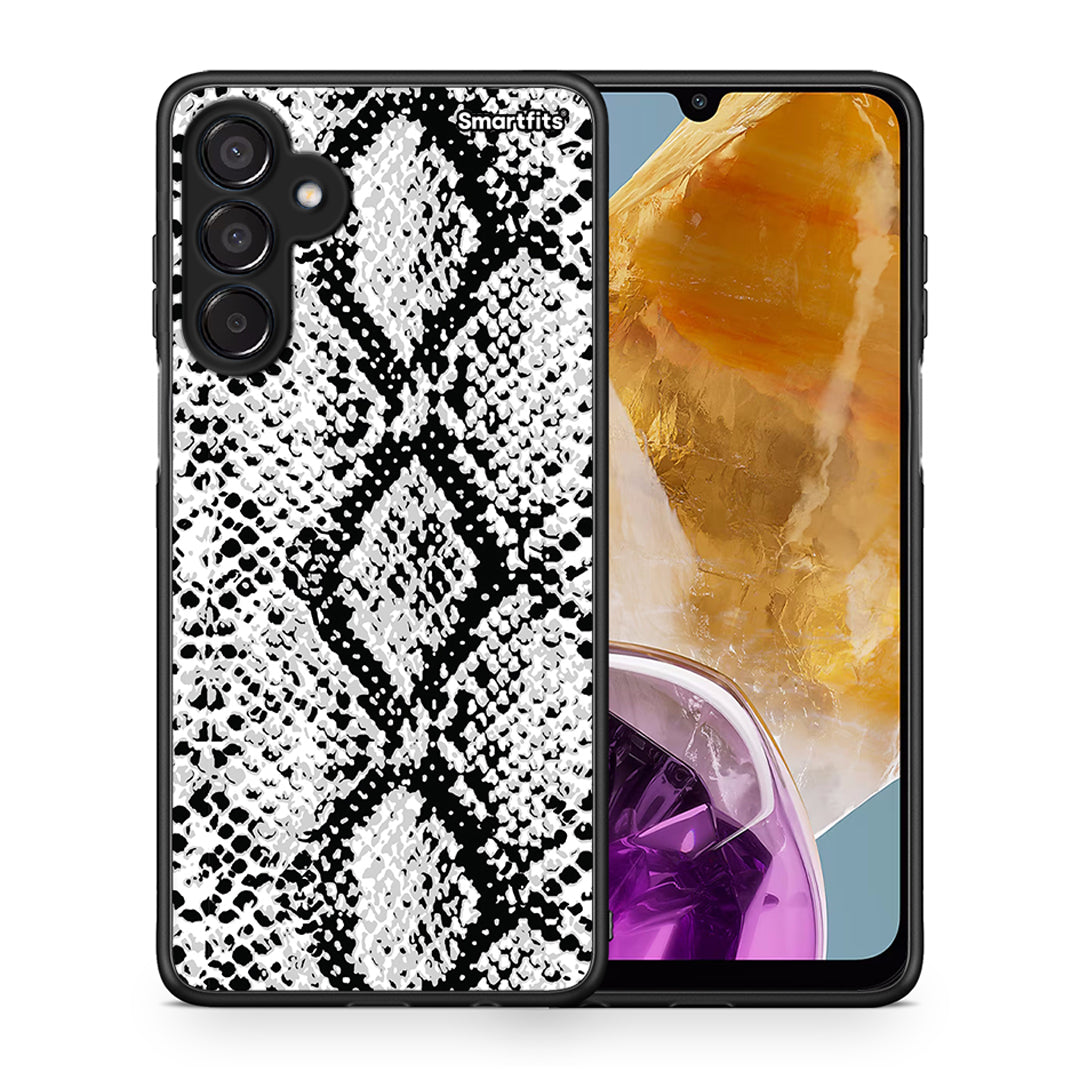 Θήκη Samsung Galaxy M15 White Snake Animal από τη Smartfits με σχέδιο στο πίσω μέρος και μαύρο περίβλημα | Samsung Galaxy M15 White Snake Animal case with colorful back and black bezels