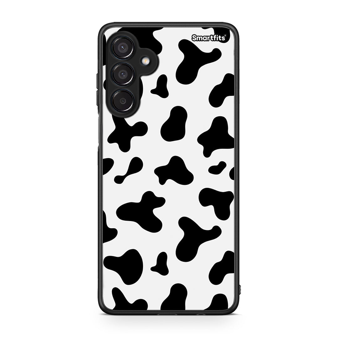 Samsung Galaxy M15 Cow Print θήκη από τη Smartfits με σχέδιο στο πίσω μέρος και μαύρο περίβλημα | Smartphone case with colorful back and black bezels by Smartfits