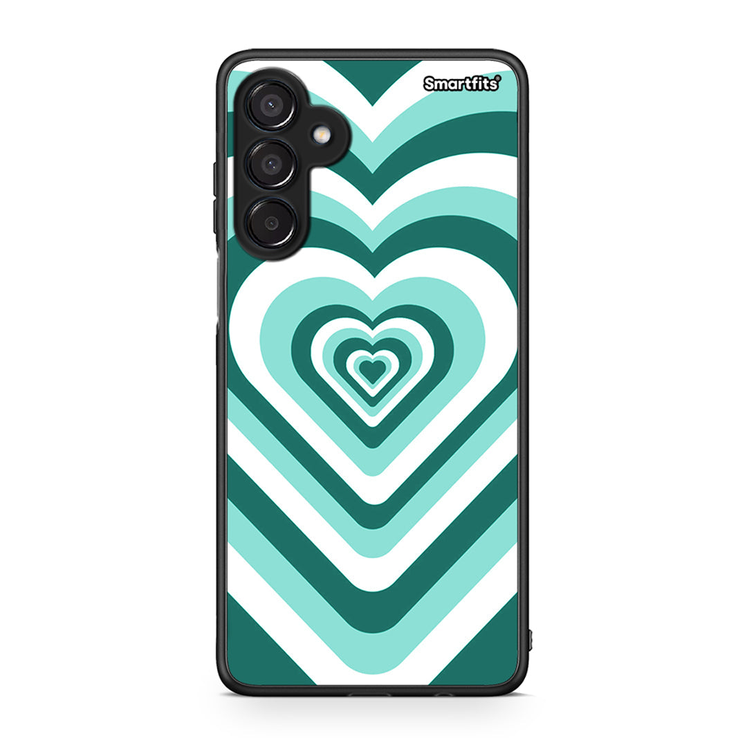 Samsung Galaxy M15 Green Hearts θήκη από τη Smartfits με σχέδιο στο πίσω μέρος και μαύρο περίβλημα | Smartphone case with colorful back and black bezels by Smartfits