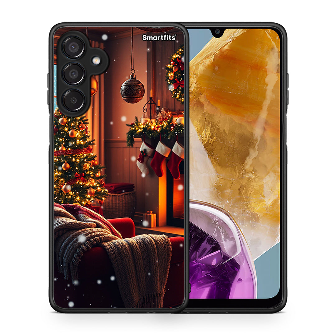 Θήκη Samsung Galaxy M15 Home For Christmas από τη Smartfits με σχέδιο στο πίσω μέρος και μαύρο περίβλημα | Samsung Galaxy M15 Home For Christmas case with colorful back and black bezels