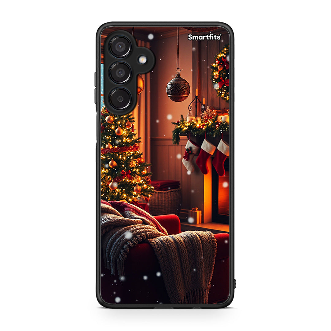 Samsung Galaxy M15 Home For Christmas θήκη από τη Smartfits με σχέδιο στο πίσω μέρος και μαύρο περίβλημα | Smartphone case with colorful back and black bezels by Smartfits