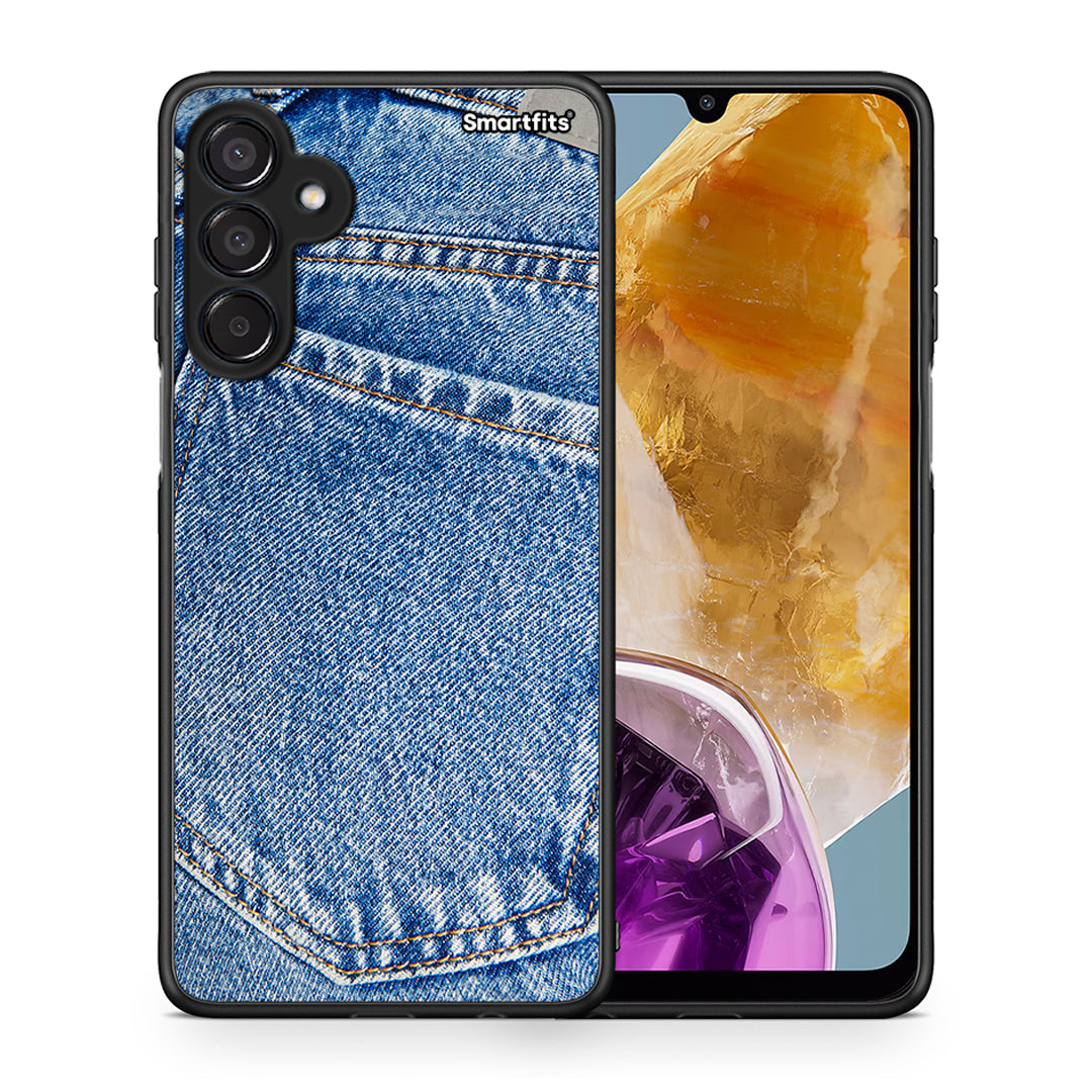 Θήκη Samsung Galaxy M15 Jeans Pocket από τη Smartfits με σχέδιο στο πίσω μέρος και μαύρο περίβλημα | Samsung Galaxy M15 Jeans Pocket case with colorful back and black bezels