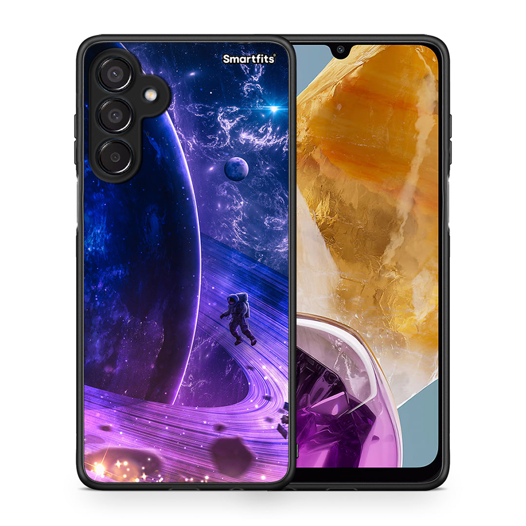 Θήκη Samsung Galaxy M15 Lost Astronaut από τη Smartfits με σχέδιο στο πίσω μέρος και μαύρο περίβλημα | Samsung Galaxy M15 Lost Astronaut case with colorful back and black bezels