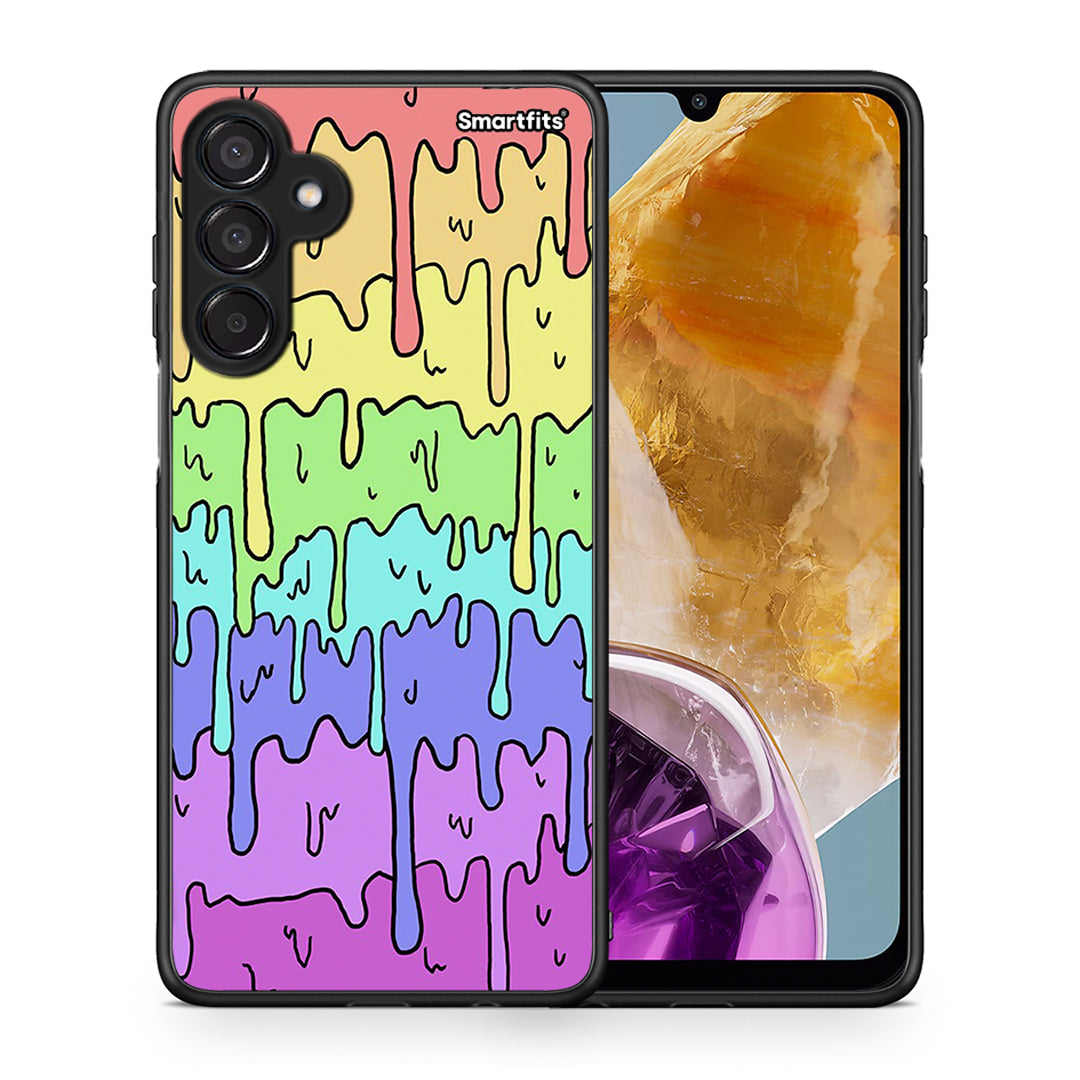 Θήκη Samsung Galaxy M15 Melting Rainbow από τη Smartfits με σχέδιο στο πίσω μέρος και μαύρο περίβλημα | Samsung Galaxy M15 Melting Rainbow case with colorful back and black bezels