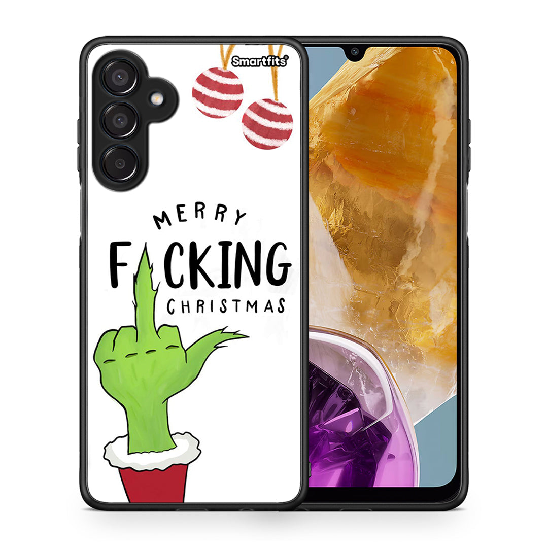 Θήκη Samsung Galaxy M15 Merry F Xmas από τη Smartfits με σχέδιο στο πίσω μέρος και μαύρο περίβλημα | Samsung Galaxy M15 Merry F Xmas case with colorful back and black bezels