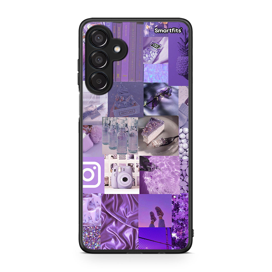 Samsung Galaxy M15 Purple Aesthetic Collage θήκη από τη Smartfits με σχέδιο στο πίσω μέρος και μαύρο περίβλημα | Smartphone case with colorful back and black bezels by Smartfits