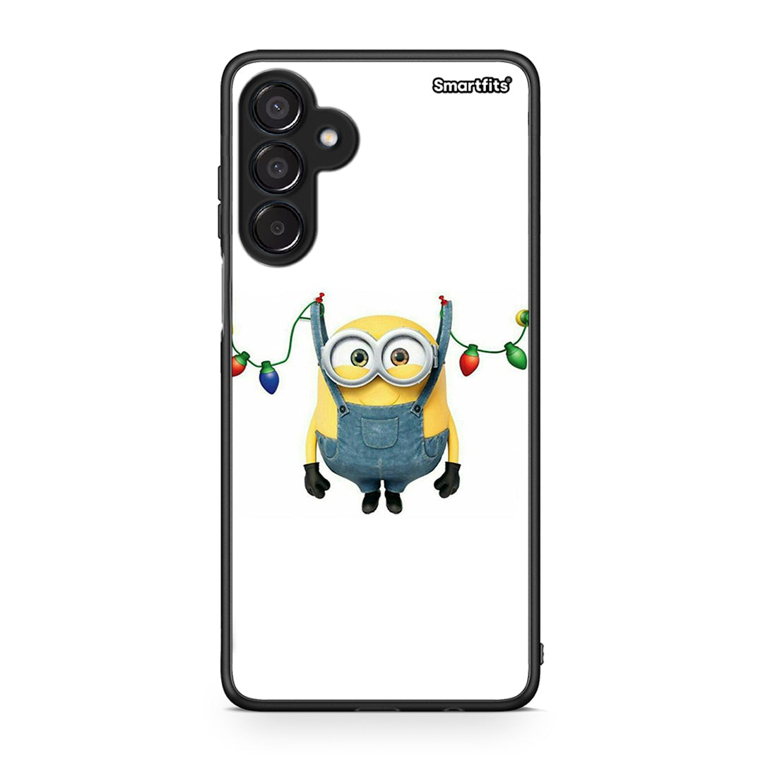 Samsung Galaxy M15 Xmas Minion Lights θήκη από τη Smartfits με σχέδιο στο πίσω μέρος και μαύρο περίβλημα | Smartphone case with colorful back and black bezels by Smartfits