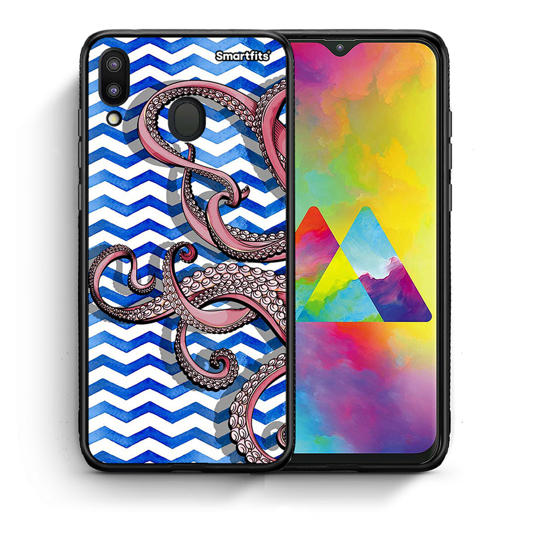 Θήκη Samsung M20 Chevron Devilfish από τη Smartfits με σχέδιο στο πίσω μέρος και μαύρο περίβλημα | Samsung M20 Chevron Devilfish case with colorful back and black bezels