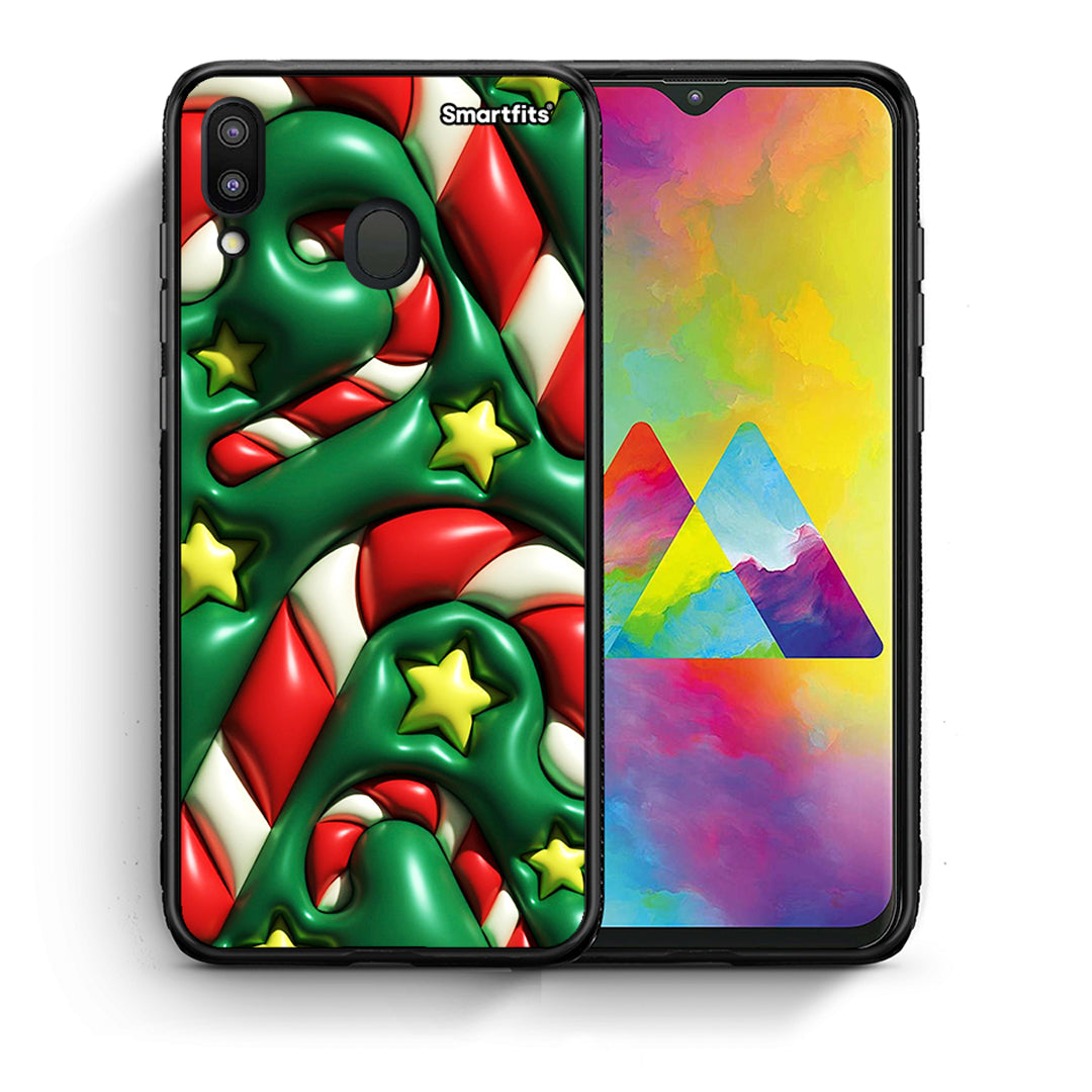 Θήκη Samsung M20 Christmas Bubbles από τη Smartfits με σχέδιο στο πίσω μέρος και μαύρο περίβλημα | Samsung M20 Christmas Bubbles case with colorful back and black bezels