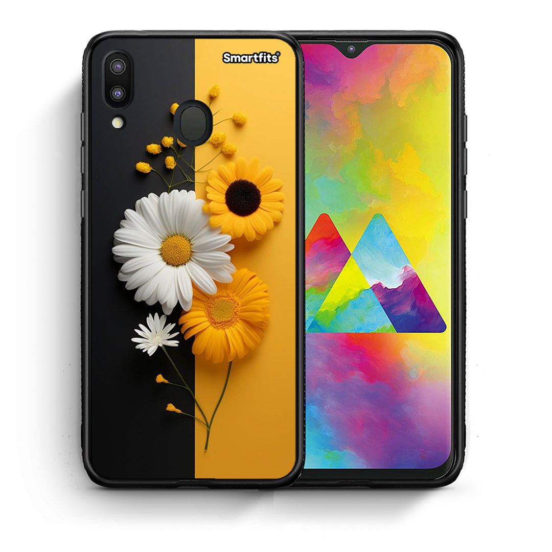 Θήκη Samsung M20 Yellow Daisies από τη Smartfits με σχέδιο στο πίσω μέρος και μαύρο περίβλημα | Samsung M20 Yellow Daisies case with colorful back and black bezels