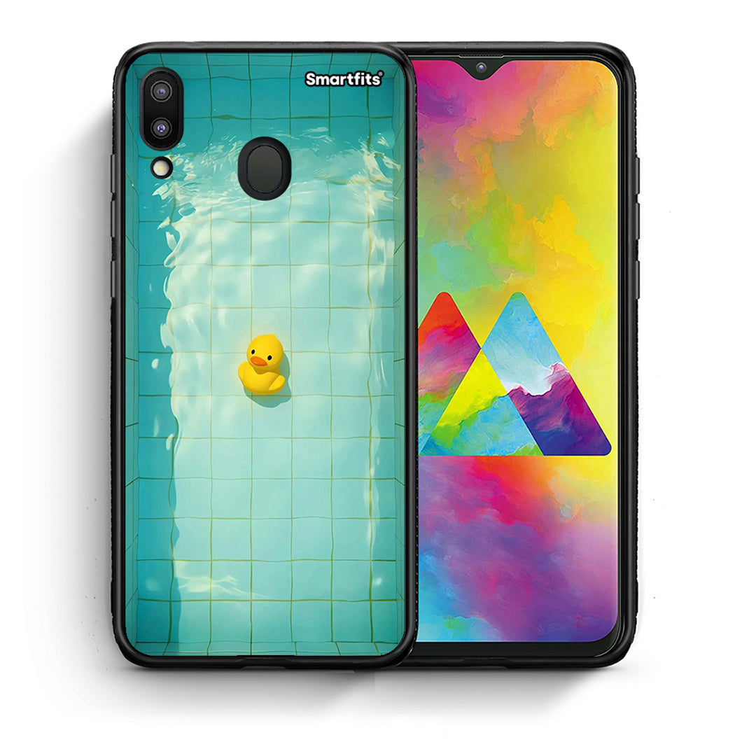 Θήκη Samsung M20 Yellow Duck από τη Smartfits με σχέδιο στο πίσω μέρος και μαύρο περίβλημα | Samsung M20 Yellow Duck case with colorful back and black bezels