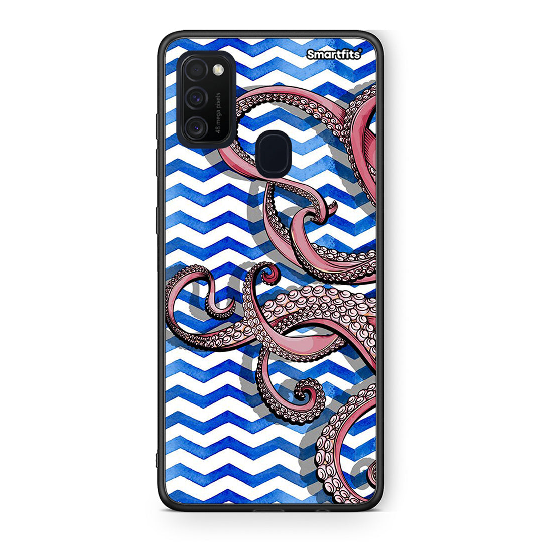 Samsung M21/M31 Chevron Devilfish θήκη από τη Smartfits με σχέδιο στο πίσω μέρος και μαύρο περίβλημα | Smartphone case with colorful back and black bezels by Smartfits