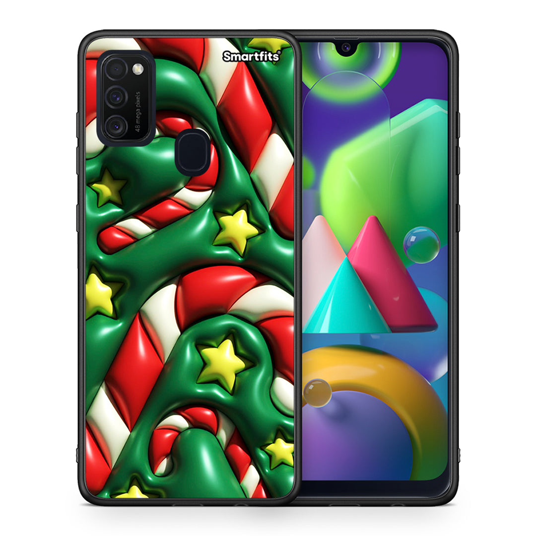 Θήκη Samsung M21/M31 Christmas Bubbles από τη Smartfits με σχέδιο στο πίσω μέρος και μαύρο περίβλημα | Samsung M21/M31 Christmas Bubbles case with colorful back and black bezels