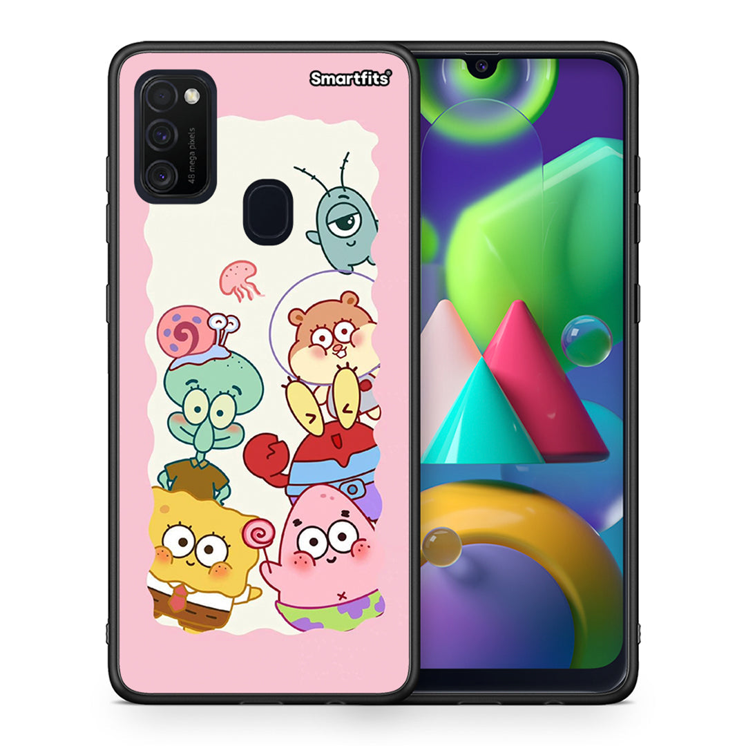 Θήκη Samsung M21/M31 Cute Companion από τη Smartfits με σχέδιο στο πίσω μέρος και μαύρο περίβλημα | Samsung M21/M31 Cute Companion case with colorful back and black bezels