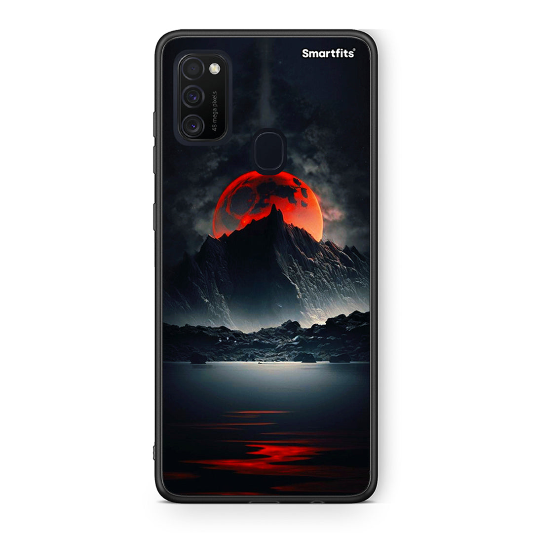 Samsung M21/M31 Red Full Moon θήκη από τη Smartfits με σχέδιο στο πίσω μέρος και μαύρο περίβλημα | Smartphone case with colorful back and black bezels by Smartfits